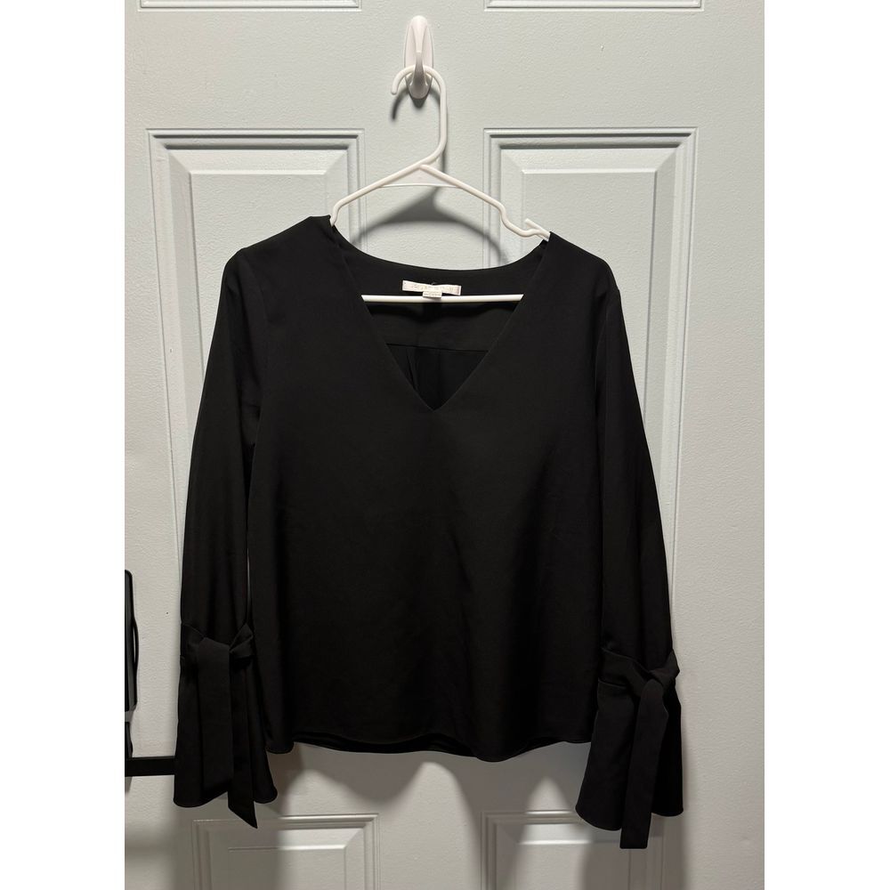 Women's‎ Cooper & Ella Black Tie Sleeve V-Neck Blouse Size Medium